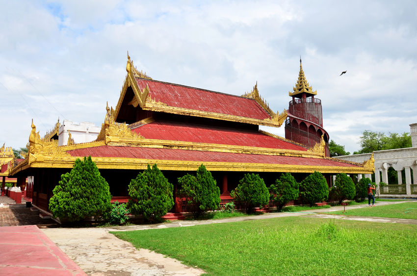 41831572 - mandalay palace is a primary symbol of mandalay and a major tourist destination in myanmar