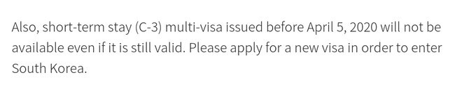 Korean Visa announcement