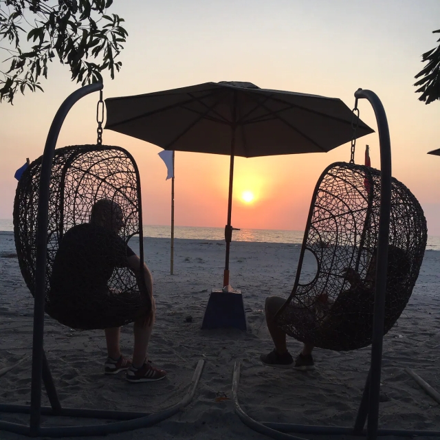 Nova Scotia Beach Resort wicker rattan swing chairs