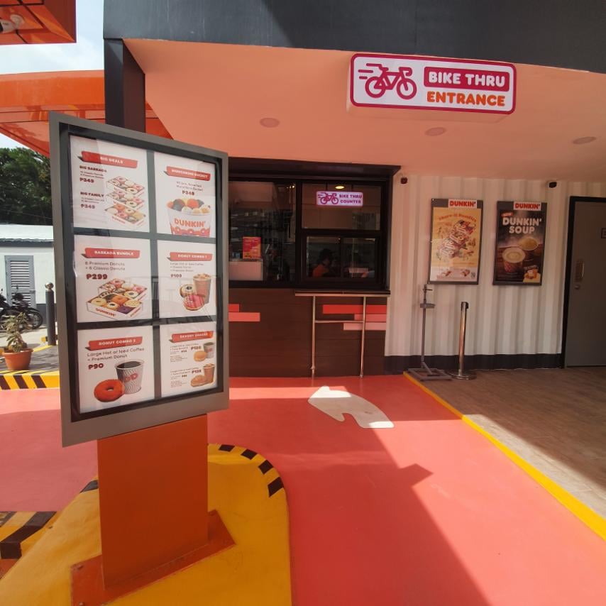 Dunkin Timog Bike Thru Entrance with Menu